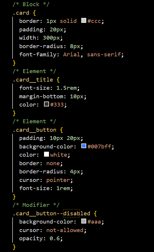 Example of CSS Architecture and BEM naming