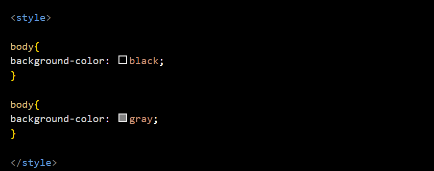 CSS cascading example with two body selectors