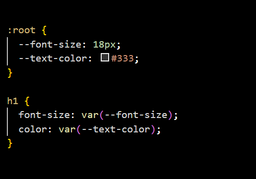 Example of CSS custom properties