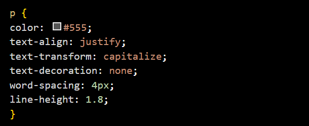 Example of Font properties