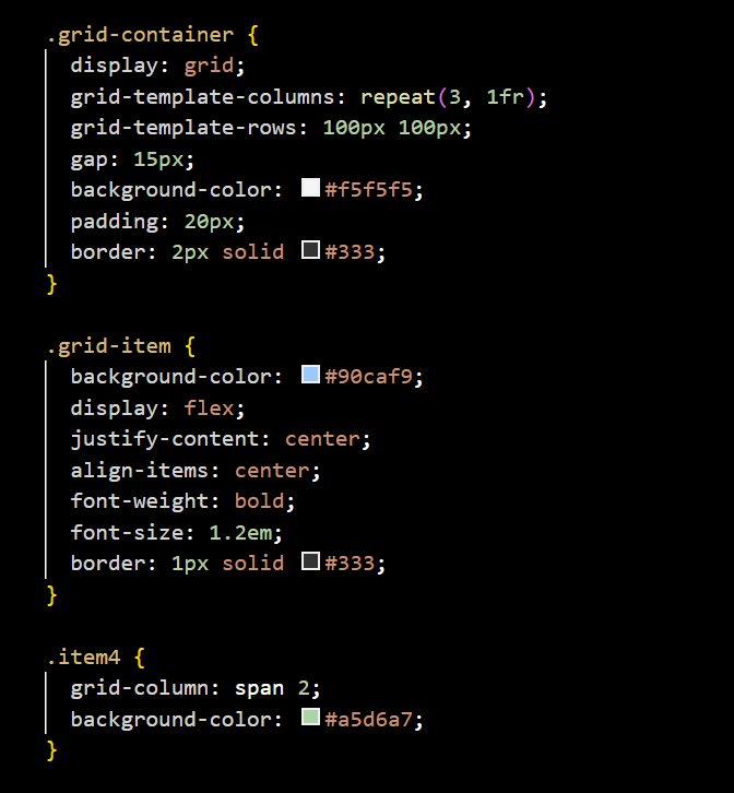 Example of CSS Grid layout
